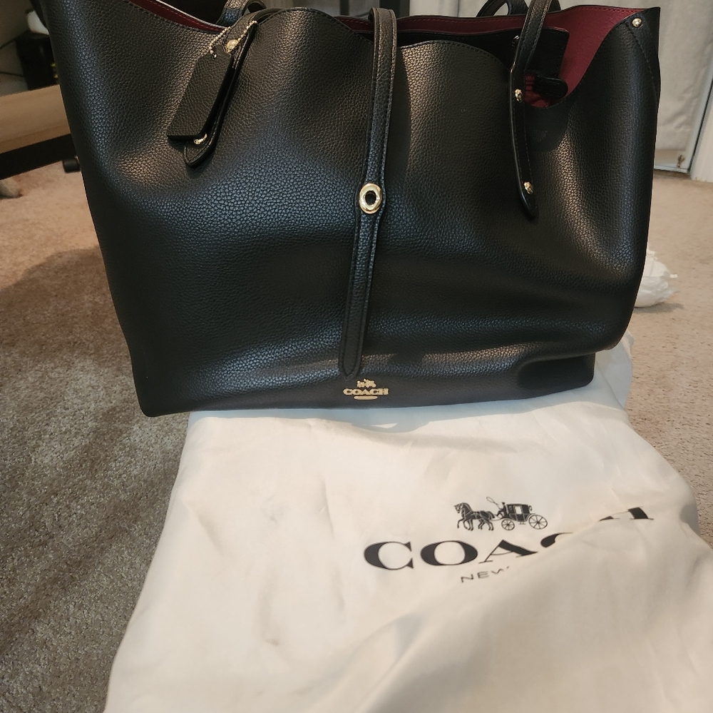 Coach Black Leather Tote Bag
